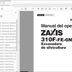 Hitachi ZAXIS 310F-FE-6N Excavadora Manual del operador PDF