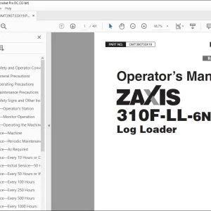 Hitachi ZAXIS 310F-LL-6N Log Loader Operator's Manual - PDF DOWNLOAD