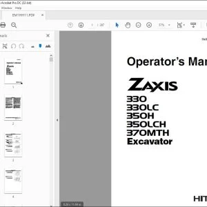 Hitachi ZAXIS 330 330LC 350H 350LCH 370MTH Excavator Operator's Manual PDF