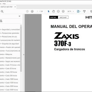 Hitachi ZAXIS 370F-3 Cargadora de troncos MANUAL DEL OPERADOR PDF