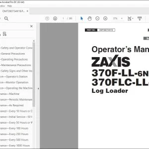 Hitachi ZAXIS 370F-LL-6N 370FLC-LL-6N Log Loader Operator's Manual PDF