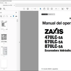 Hitachi ZAXIS 470LC-5A 670LC-5A 870LC-5A Excavadora Manual del operador PDF