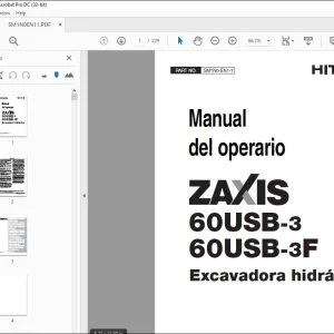 Hitachi ZAXIS 60USB-3 60USB-3F Excavadora hidráulica Manual del Operario PDF