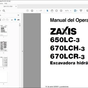 Hitachi ZAXIS 650LC-3 670LCH-3 670LCR-3 Excavadora hidraulica Manual del Operario