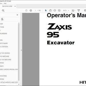 Hitachi ZAXIS 95 Excavator Operator's Manual - PDF DOWNLOAD