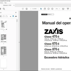 Hitachi ZAXIS Clase 470-5 Clase 670-5 Clase 870-5 Manual del operador PDF