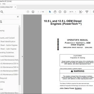 John Deere 10.5 L & 12.5 L OEM Engines Operator's Manual PDF