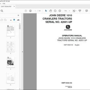 John Deere 1010 CRAWLERS TRACTORS OPERATORS MANUAL OMT19594 PDF