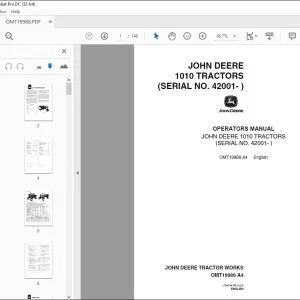 John Deere 1010 TRACTORS MANUAL DEL OPERADOR OMT19988 PDF