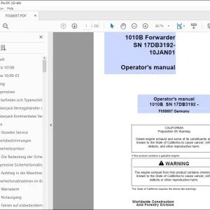 John Deere 1010B Rückezug Betriebs & Wartungsanleitung F058697 PDF