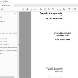 John Deere 1010E Cargador transportador MANUAL DEL OPERADOR PDF