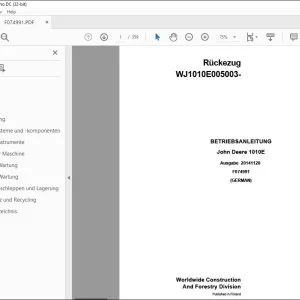 John Deere 1010E Rückezug BETRIEBSANLEITUNG F074991 – PDF DOWNLOAD