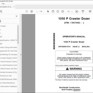 John Deere 1050 P Crawler Dozer Operator's Manual OMT466981X019 PDF