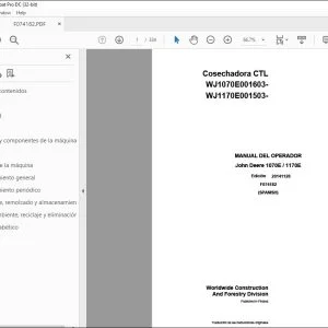 John Deere 1070E / 1170E Cosechadora MANUAL DEL OPERADOR F074182 PDF