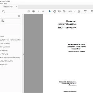 John Deere 1070E / 1170E Interim Tier 4 BETRIEBSANLEITUNG F680528 PDF