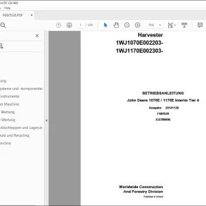 John Deere 1070E / 1170E Interim Tier 4 BETRIEBSANLEITUNG F680528 PDF