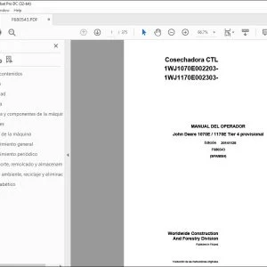 John Deere 1070E / 1170E Tier 4 MANUAL DEL OPERADOR F680543 PDF