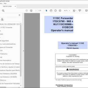 John Deere 1110C Forwarder Operator's Manual F061913 - PDF DOWNLOAD