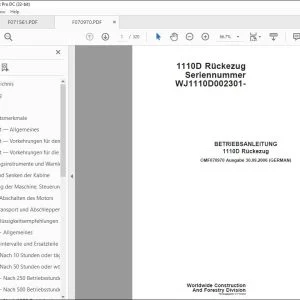 John Deere 1110D Ruckezug BETRIEBSANLEITUNG OMF070970 PDF