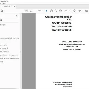 John Deere 1110E / 1210E / 1510E Cabina fija / IT4 MANUAL DEL OPERADOR PDF