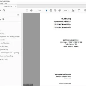 John Deere 1110E 1210E 1510E Feste Kabine IT4 BETRIEBSANLEITUNG F684169 PDF