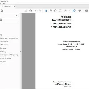 John Deere 1110E / 1210E / 1510E Interim Tier 4 BETRIEBSANLEITUNG PDF