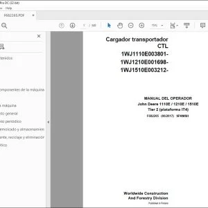 John Deere 1110E / 1210E / 1510E Tier 2 (plataforma IT4) MANUAL DEL OPERADOR PDF