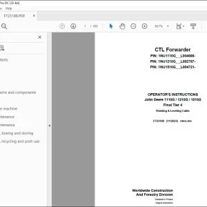 John Deere 1110G / 1210G / 1510G Final Tier 4 Operator's Manual PDF