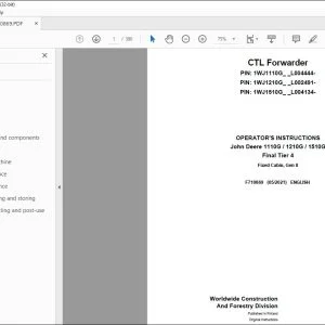 John Deere 1110G / 1210G / 1510G Final Tier 4 Operator's Manual PDF