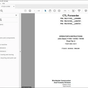 John Deere 1110G / 1210G / 1510G Final Tier 4 Operator's Manual PDF
