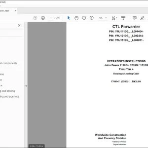 John Deere 1110G / 1210G / 1510G Final Tier 4 Operator's Manual PDF