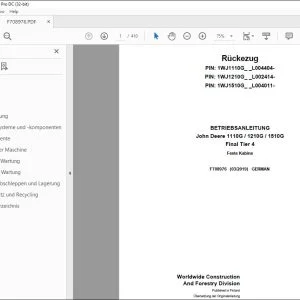 John Deere 1110G / 1210G / 1510G Final Tier 4 BETRIEBSANLEITUNG PDF
