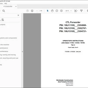 John Deere 1110G / 1210G / 1510G Tier 2 Operator's Manual F723260 PDF