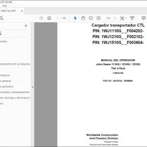 John Deere 1110G / 1210G / 1510G Tier 4 final MANUAL DEL OPERADOR F697742 PDF