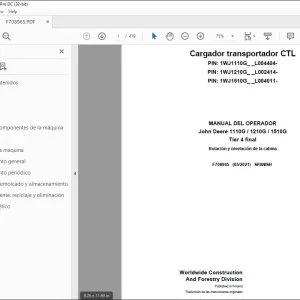 John Deere 1110G / 1210G / 1510G Tier 4 final MANUAL DEL OPERADOR PDF