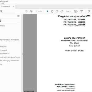 John Deere 1110G / 1210G / 1510G Tier 4 final MANUAL DEL OPERADOR PDF