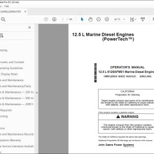 John Deere 12.5 L Marine Diesel Engines Operator's Manual PDF