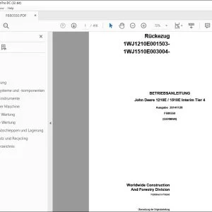 John Deere 1210E / 1510E Interim Tier 4 Rückezug BETRIEBSANLEITUNG PDF