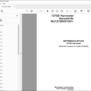 John Deere 1270D Harvester BETRIEBSANLEITUNG OMF070261 – PDF DOWNLOAD