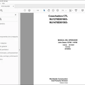 John Deere 1270E / 1470E MANUAL DEL OPERADOR F074163 – PDF DOWNLOAD