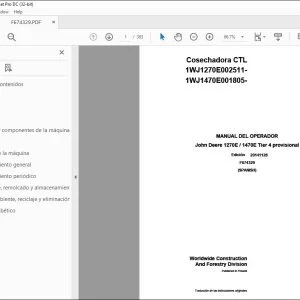 John Deere 1270E / 1470E Tier 4 provisional MANUAL DEL OPERADOR PDF