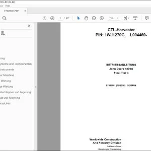 John Deere 1270G Final Tier 4 BETRIEBSANLEITUNG F708900 – PDF DOWNLOAD