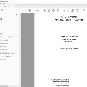 John Deere 1270G Final Tier 4 BETRIEBSANLEITUNG F718811 – PDF DOWNLOAD