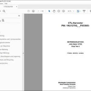 John Deere 1270G Final Tier 4 BETRIEBSANLEITUNG F700266 PDF