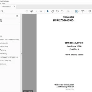 John Deere 1270G Final Tier 4 BETRIEBSANLEITUNG F690008 PDF