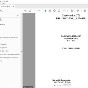 John Deere 1270G Tier 4 final MANUAL DEL OPERADOR F708915 PDF