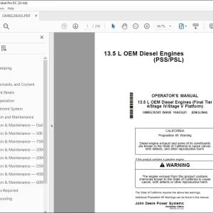 John Deere 13.5 L OEM Diesel Engines (PSS/PSL) Operator's Manual PDF