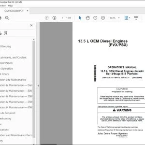 John Deere 13.5 L OEM Diesel Engines (PVX/PSX) Operator's Manual PDF