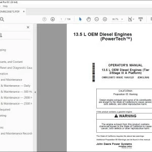 John Deere 13.5 L OEM Diesel Engines Operator's Manual PDF