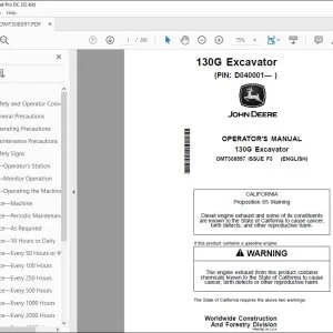 John Deere 130G Excavator Operator's Manual OMT308597 - PDF DOWNLOAD
